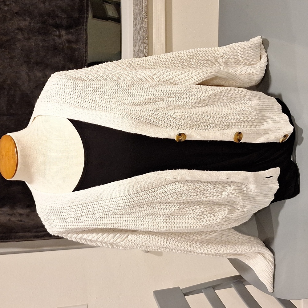 White sweater with buttons